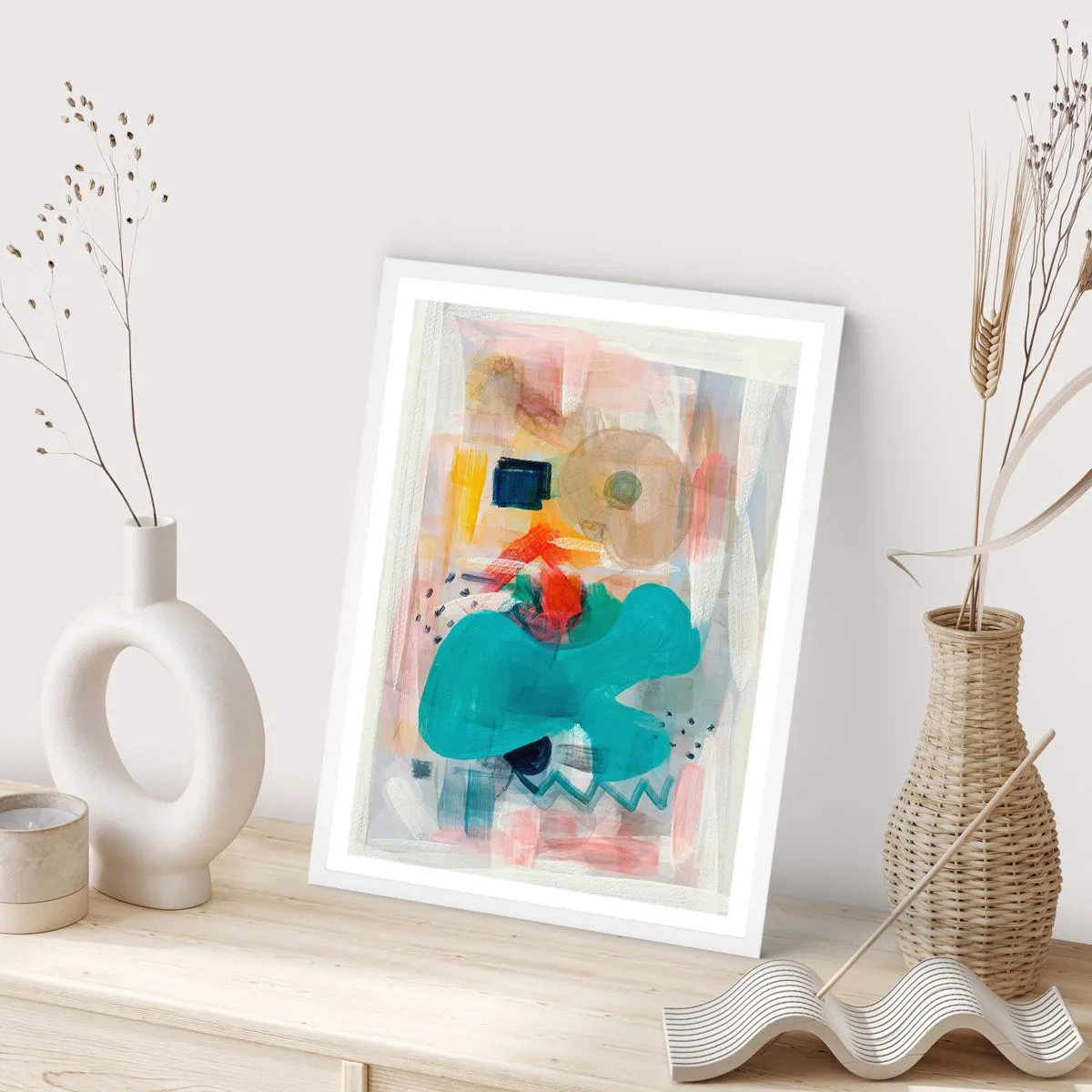 Affiche dans un cadre blanc - Poster - Jeu de couleurs - 70x100 cm