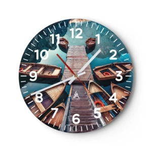 Horloge murale - Pendule murale - J'attends à la marina - 30x30 cm