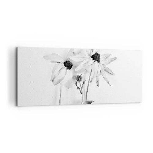 Impression sur toile - Image sur toile - Fleurs noires et blanches avec une composition subtile - 120x50cm - Personne ne souhaite être seul - Décoration murale moderne pour le salon et la chambre ARTTOR