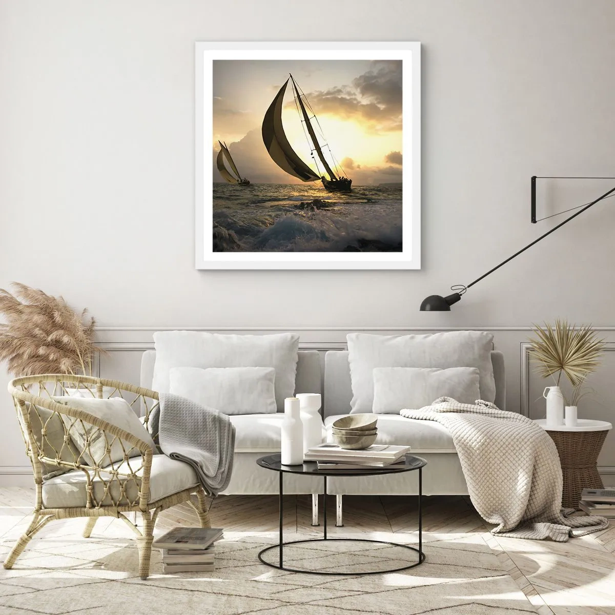 Affiche dans un cadre blanc - Poster - Avec le vent et contre le vent - 50x50 cm