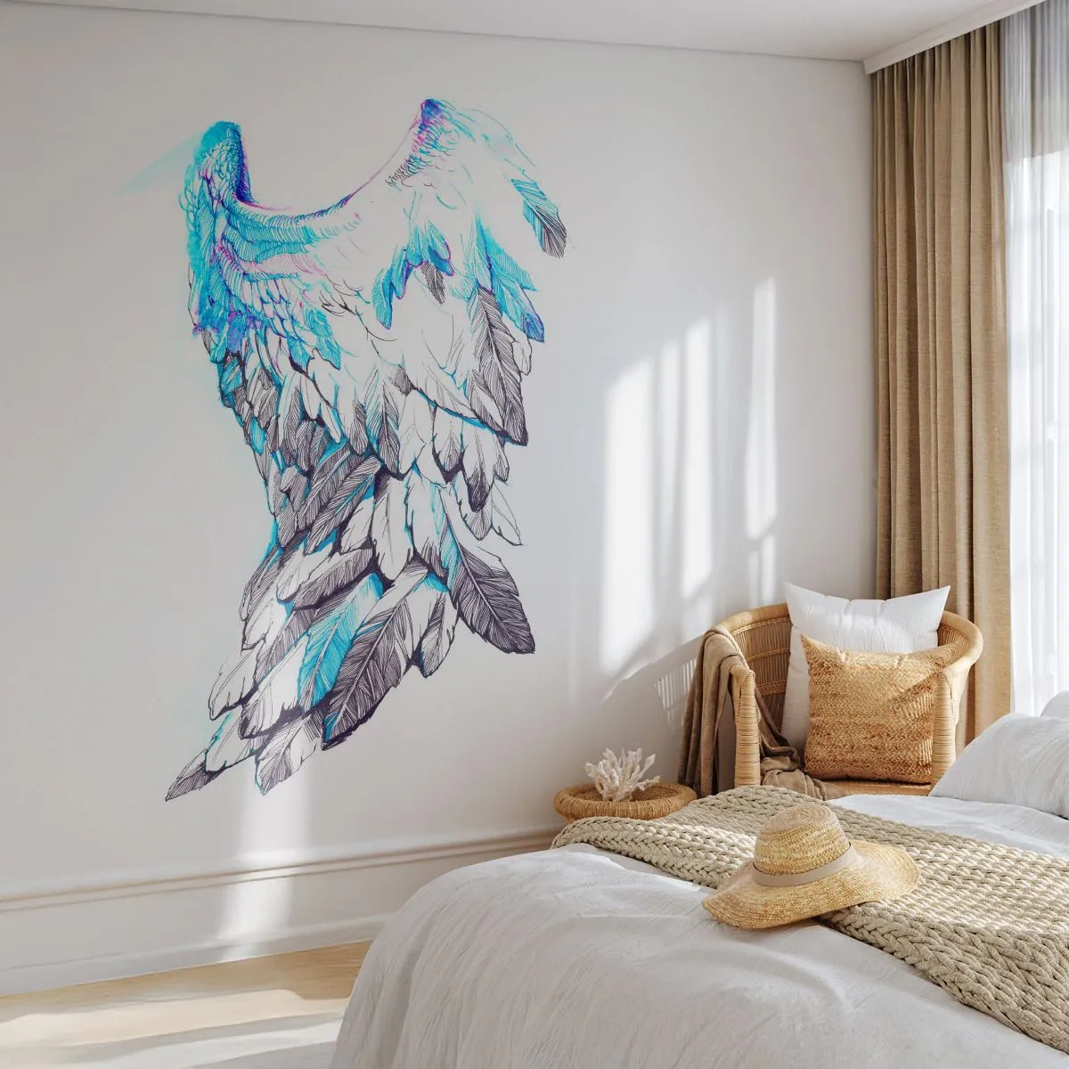 Papier Peint Autocollant Deluxe Sticker - j'ai besoin d'ailes - Abstraction, Aile d'oiseau, Plumes d'oiseaux - 250x175 cm
