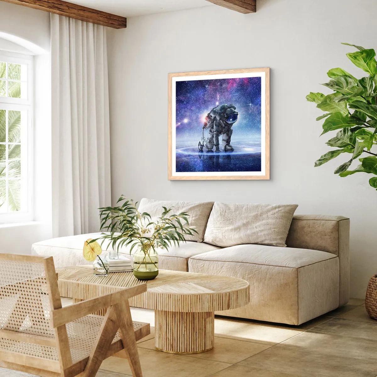 Affiche dans un chêne clair - Poster - Le ciel étoilé au dessus de moi - 60x60 cm