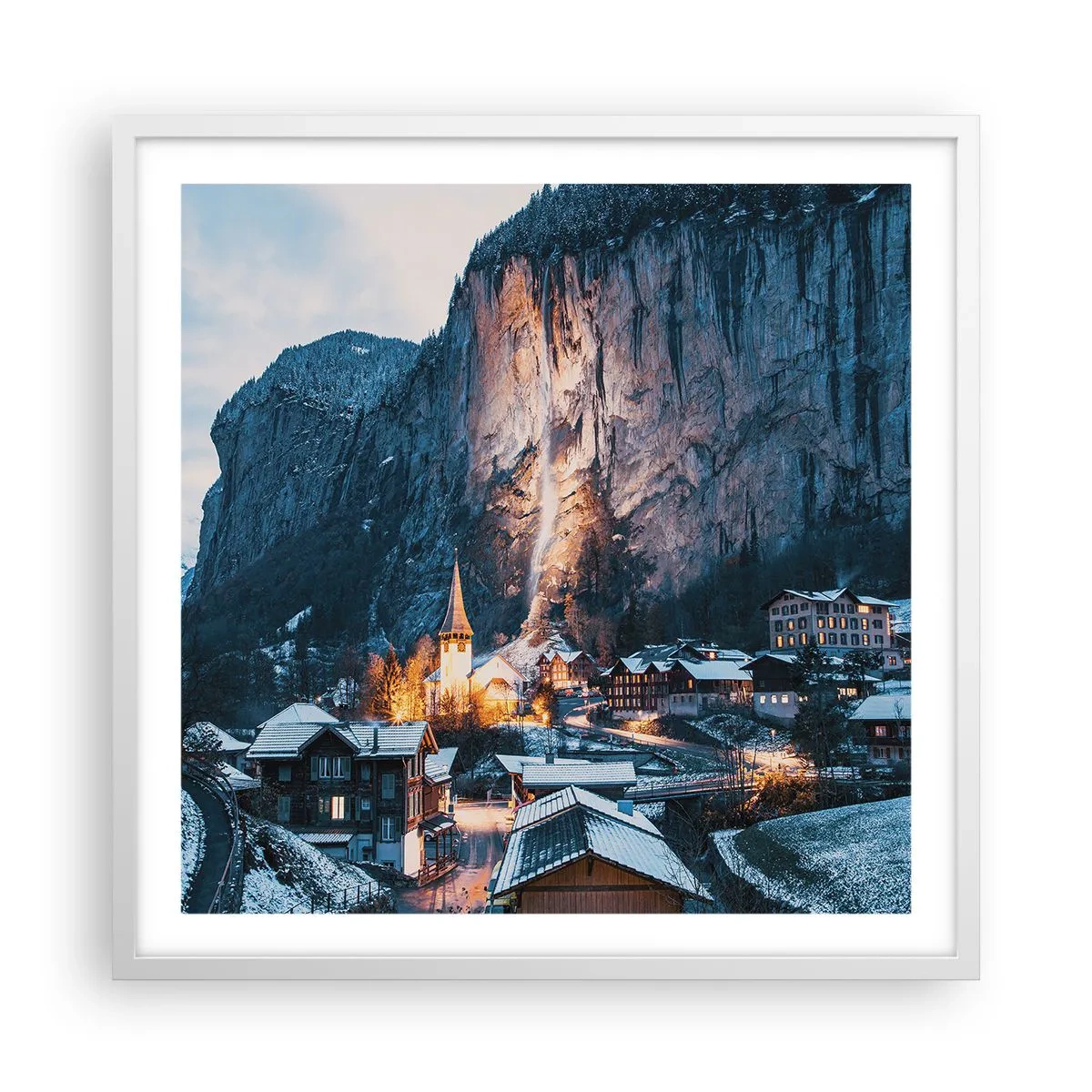 Affiche dans un cadre blanc - Poster - Esprit brillant de l'hiver - 60x60 cm