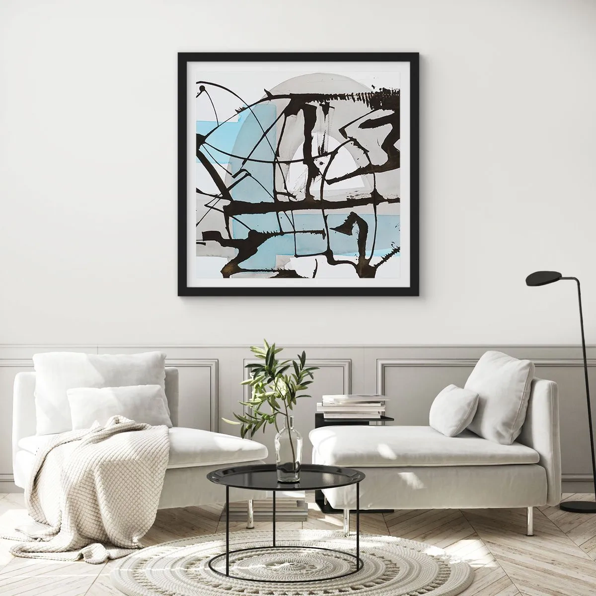 Affiche dans un cadre noir - Poster - Bleu malgré tout - 60x60 cm