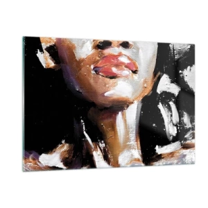 Impression sur verre - Image sur verre - Gros plan d'un portrait coloré d'une femme dans un style expressif - 120x80cm - Fierté sans préjugés - Décoration murale moderne pour le salon et la chambre ARTTOR