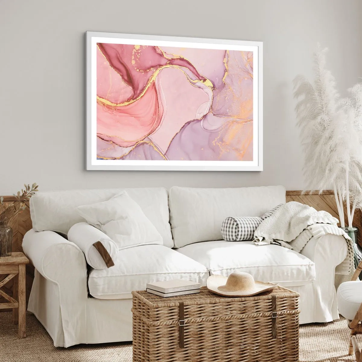 Affiche dans un cadre blanc - Poster - Caresse de couleurs - 91x61 cm