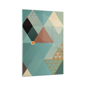 Impression sur verre - Image sur verre - Motifs géométriques dans les tons turquoise et marron - 70x100cm - Unité de la multiplicité, multiplicité de l'unité - Décoration murale moderne pour le salon et la chambre ARTTOR