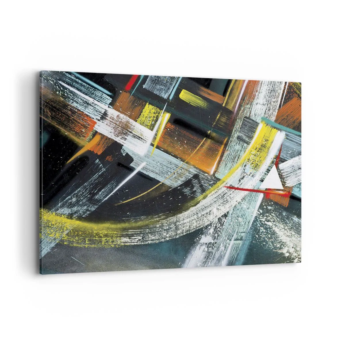 Impression sur toile - Image sur toile - Coups de pinceau abstraits et colorés - 120x80cm - L'énergie du mouvement - Décoration murale moderne pour le salon et la chambre ARTTOR