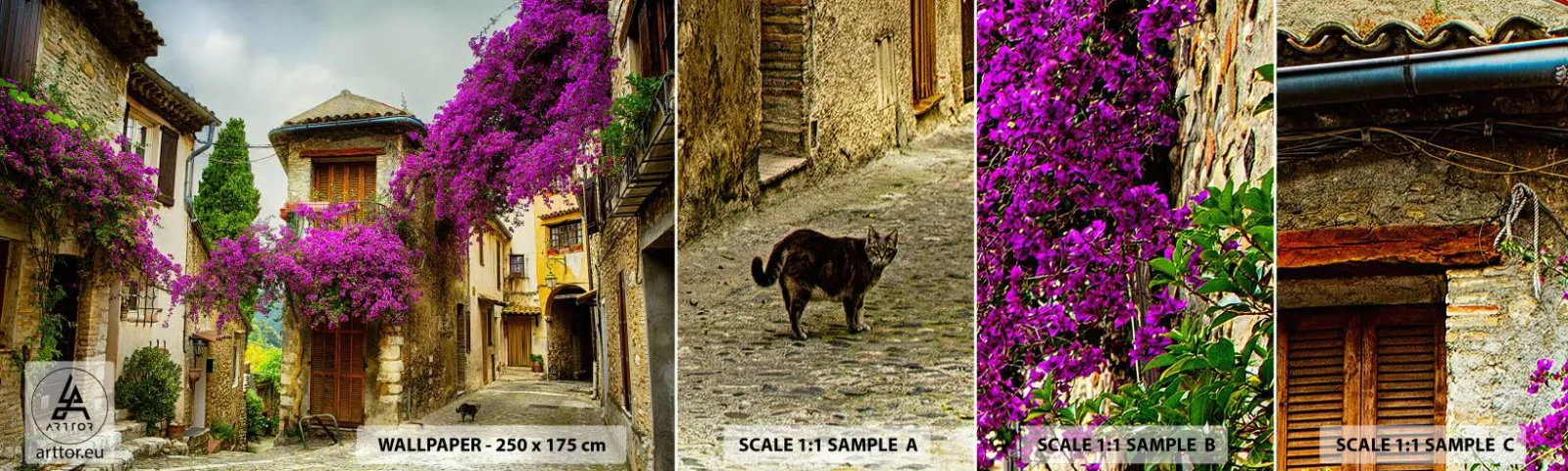 Échantillon De Papier Peint Standard Eco - Sous un dais fleuri - Paysage, Architecture, Ville - 100x30 cm