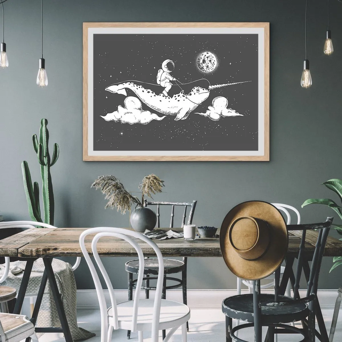 Affiche dans un chêne clair - Poster - Cavalier de l'espace - 70x50 cm