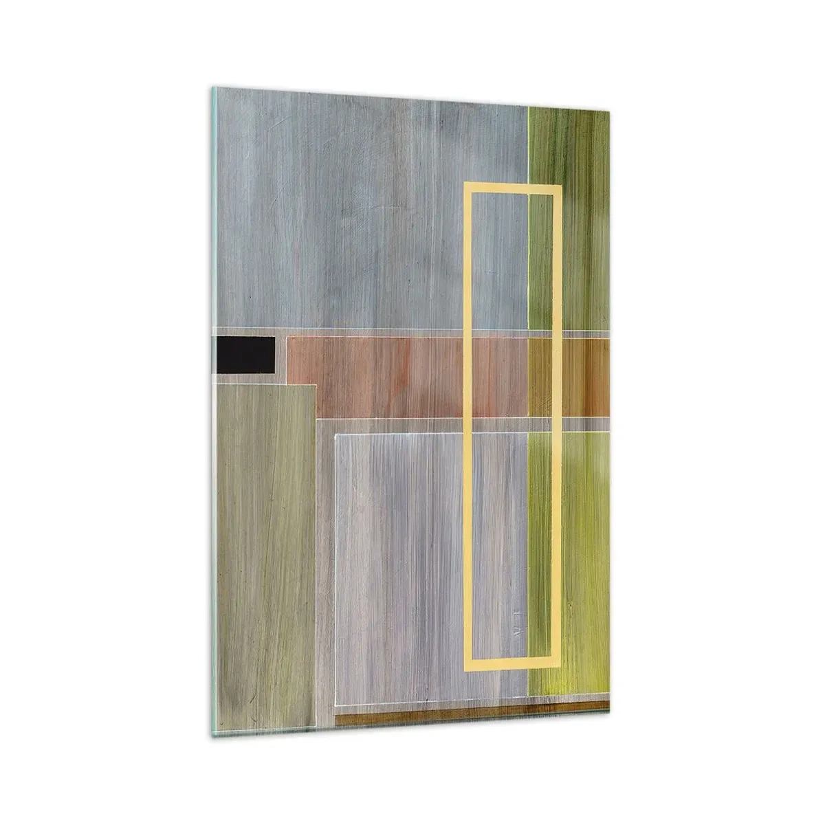 Impression sur verre - Image sur verre - Composition géométrique aux couleurs pastel avec des rectangles - 80x120cm - Simple et calme - Décoration murale moderne pour le salon et la chambre ARTTOR