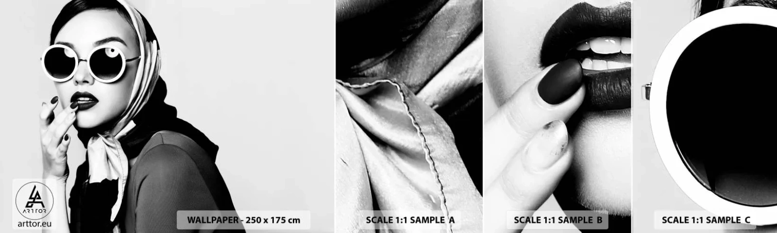 Échantillon de Papier Peint Autocollant Deluxe Sticker - Salutations des années 60 - Femme, Visage de femme, Ancien - 100x30 cm