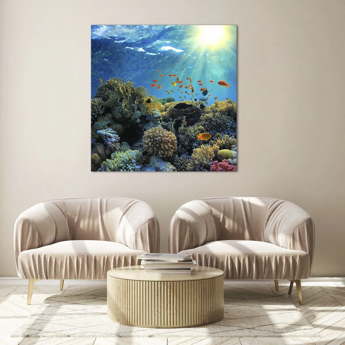 Impression sur verre - Image sur verre - Trésor sous-marin - 40x40 cm