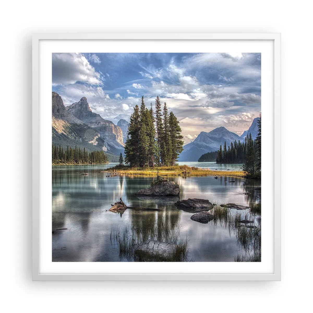 Affiche dans un cadre blanc - Poster - Sous les grandes eaux claires - 60x60 cm