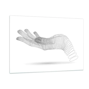Impression sur verre - Image sur verre - Graphique minimaliste d'une main faite de points - 120x80cm - La main ressort - Décoration murale moderne pour le salon et la chambre ARTTOR