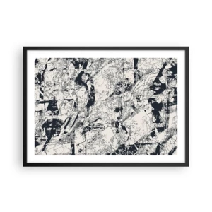 Affiche dans un cadre noir - Poster - Composition abstraite en noir et blanc avec une mise en page dynamique - 70x50cm - Interpénétration des contraires - Décoration murale moderne pour le salon et la chambre ARTTOR