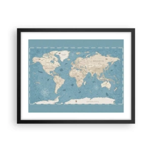 Affiche dans un cadre noir - Poster - Le monde à porter de main - 50x40 cm