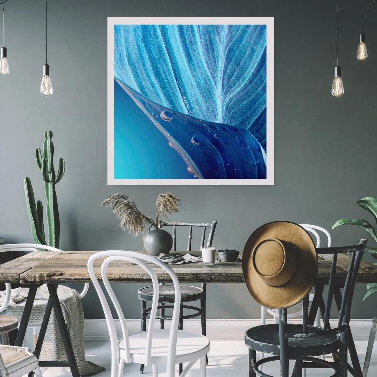 Affiche - Poster - Gouttes cachées du bleu - 30x30 cm