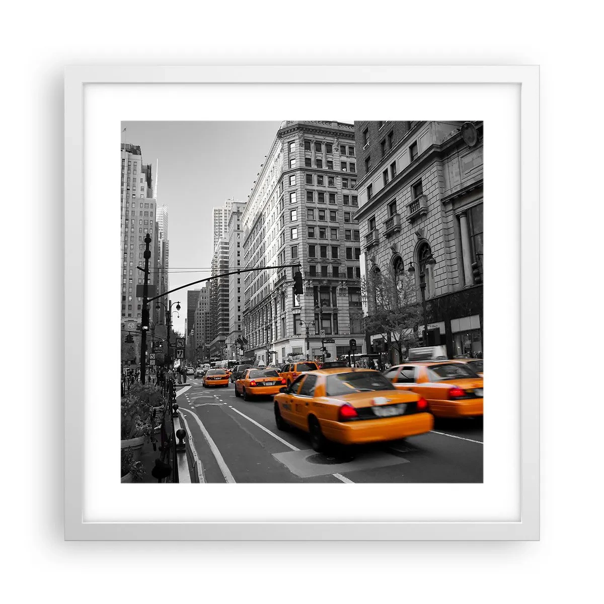 Affiche dans un cadre blanc - Poster - Soleil des grandes villes - 40x40 cm