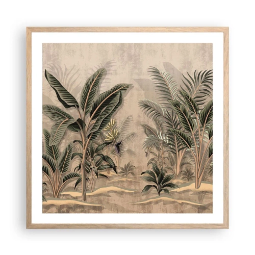 Affiche dans un chêne clair - Poster - Une gravure de style colonial - 60x60 cm