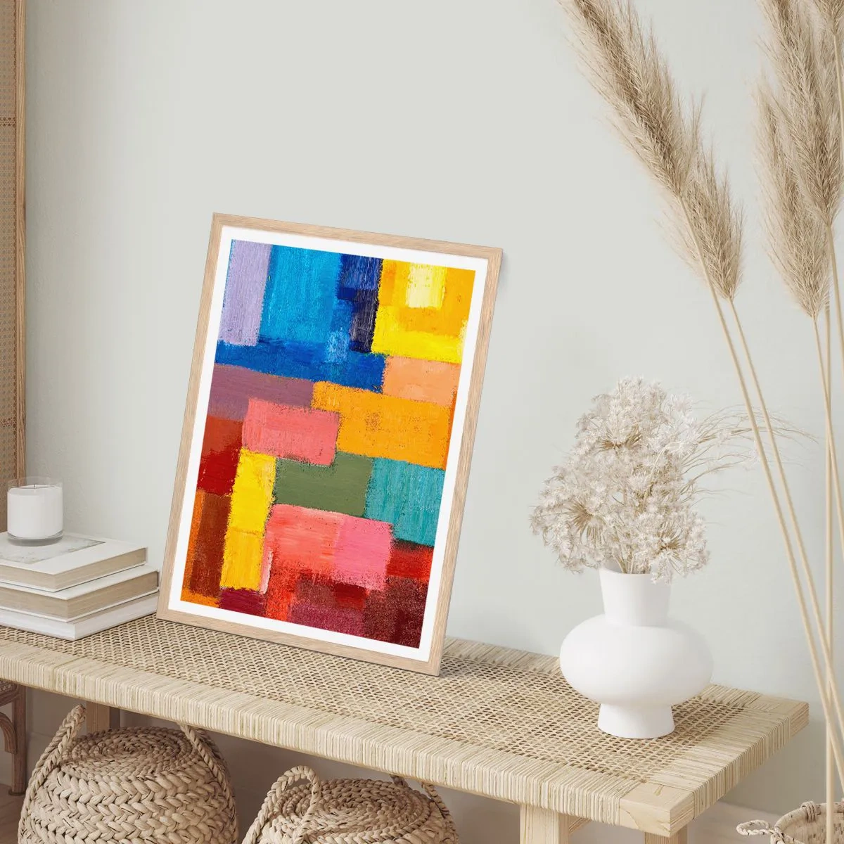 Affiche dans un chêne clair - Poster - Chacun est différent, tout est coloré - 30x40 cm