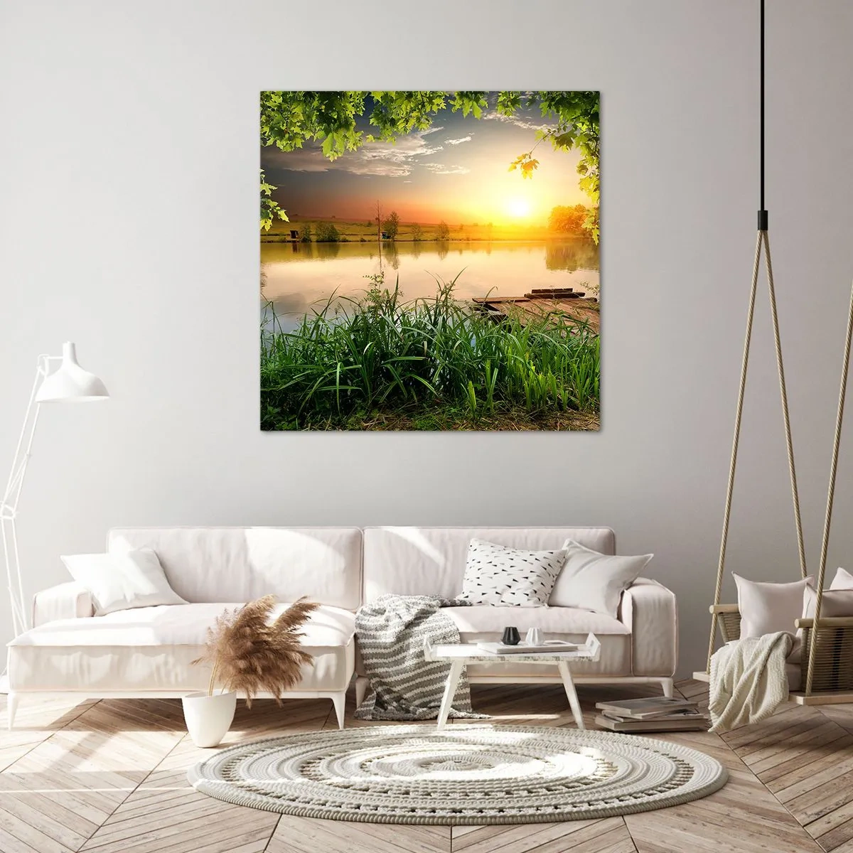 Impression sur toile - Image sur toile - Paysage dans un cadre verdoyant - 40x40 cm