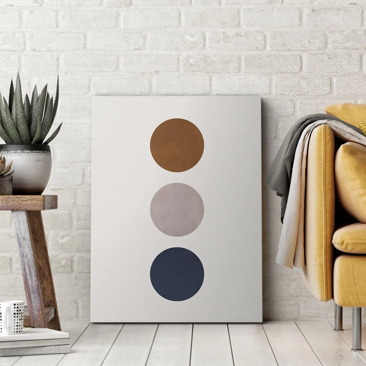 Impression sur toile - Image sur toile - Une composition minimaliste avec trois cercles colorés - 80x120cm - Symbole d'excellence - Décoration murale moderne pour le salon et la chambre ARTTOR