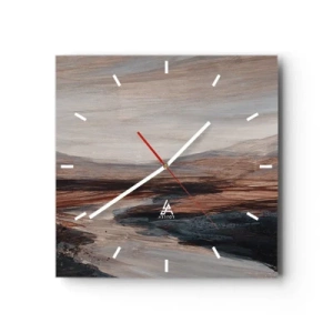 Horloge murale - Pendule murale - Un paysage pittoresque avec une rivière et des montagnes - 30x30cm - Une vallée tranquille - Décoration murale moderne pour le salon et la chambre ARTTOR