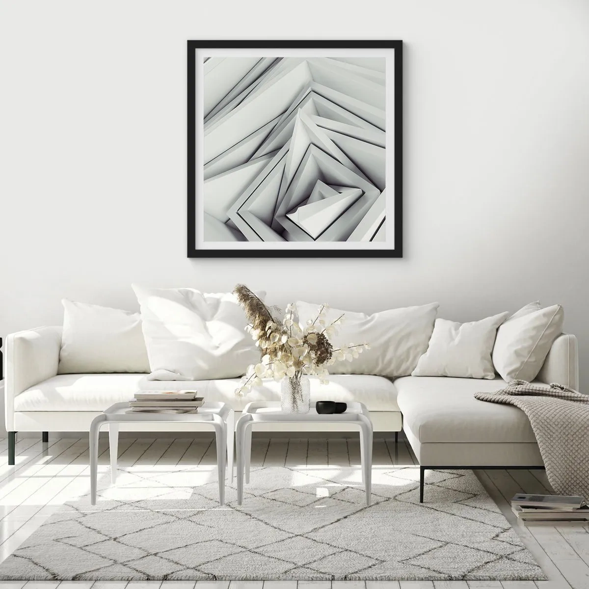 Affiche dans un cadre noir - Poster - Bourgeon d’angles vifs - 50x50 cm