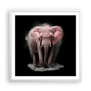 Affiche dans un cadre blanc - Poster - Ne pensez pas à un éléphant rose ! - 60x60 cm