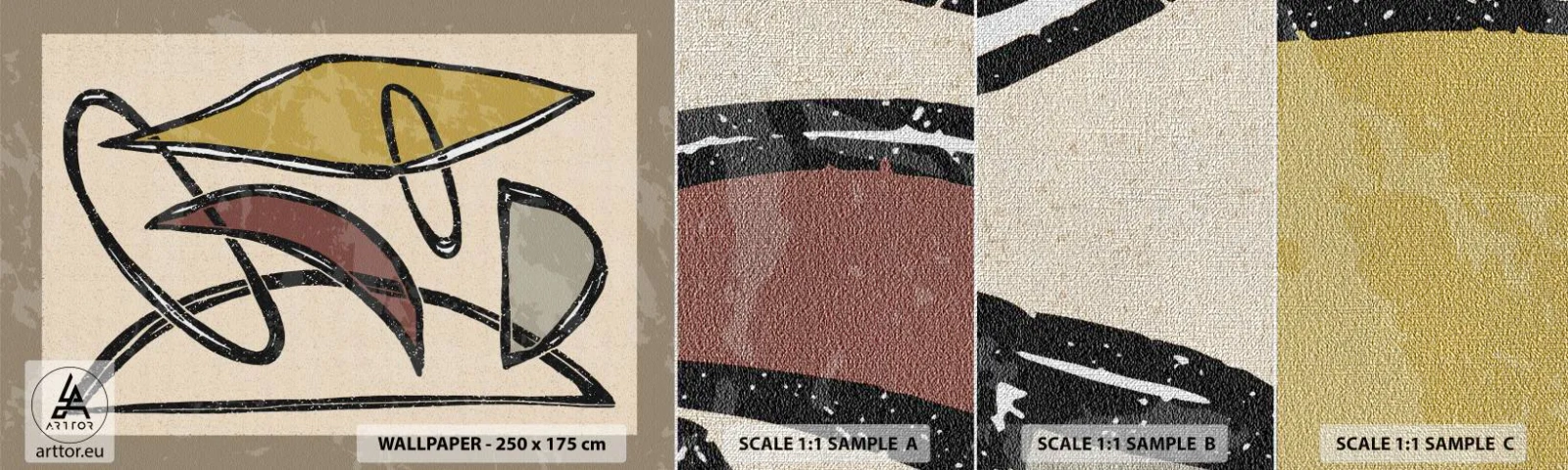 Échantillon de Papier Peint Premium Canvas - Verticales et horizontales - Moderne, Abstraction, Morceau - 100x30 cm