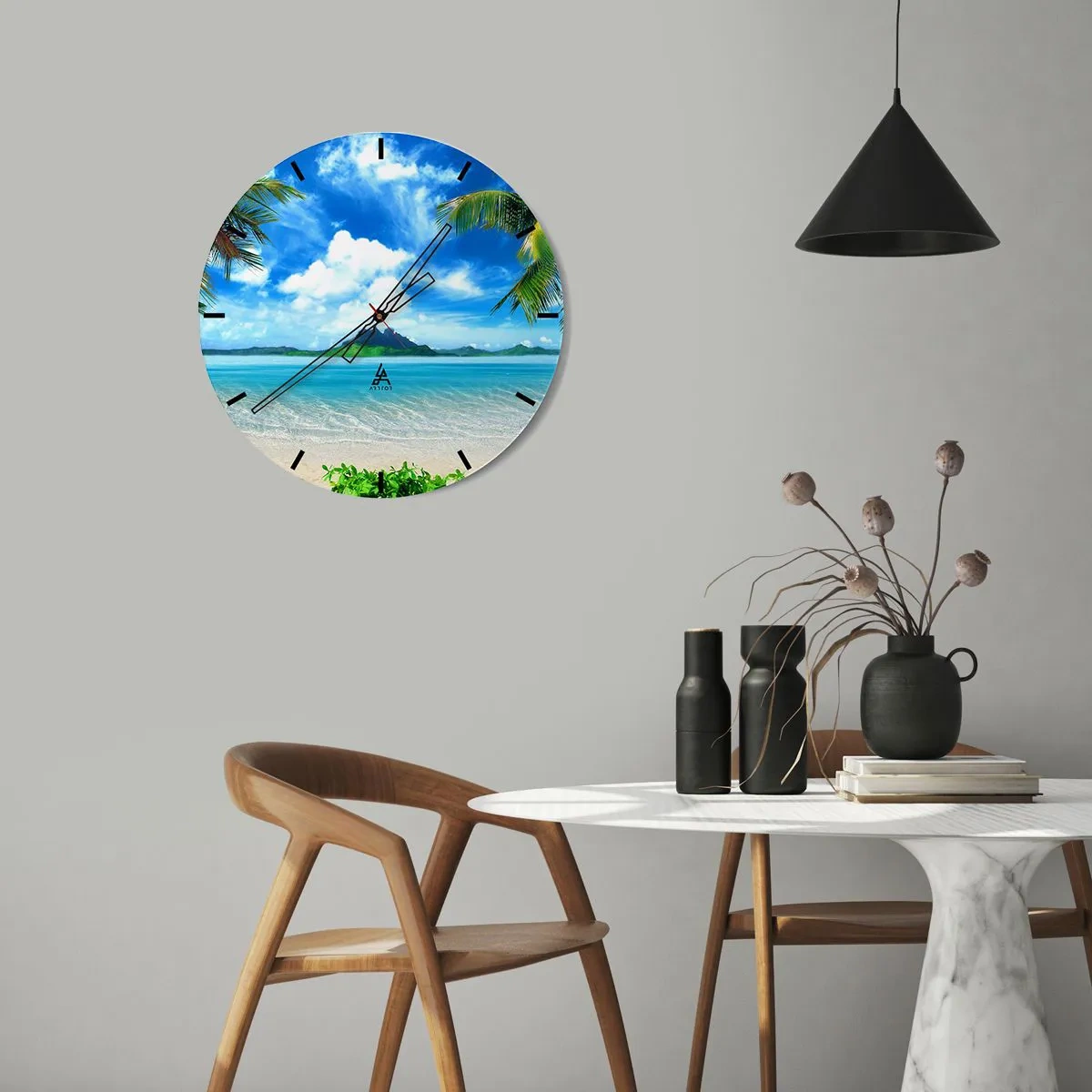 Horloge murale - Pendule murale - L'azur des tropiques - 30x30 cm