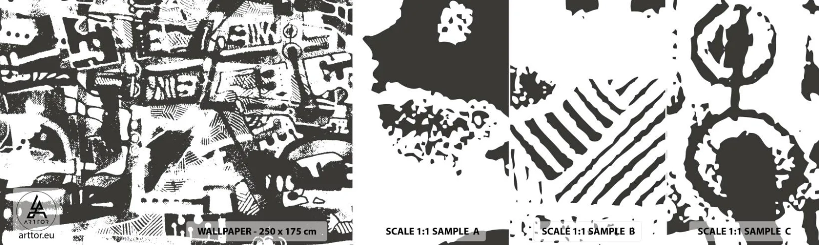 Échantillon De Papier Peint Standard Eco - Ordre ou chaos? - Abstraction, Graphique, Morceau - 100x30 cm