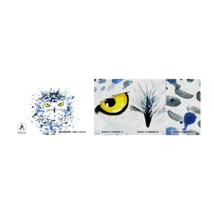 Échantillon de Papier Peint Premium Sand - Droit dans les yeux - Oiseau, Hibou, Animaux - 100x30 cm