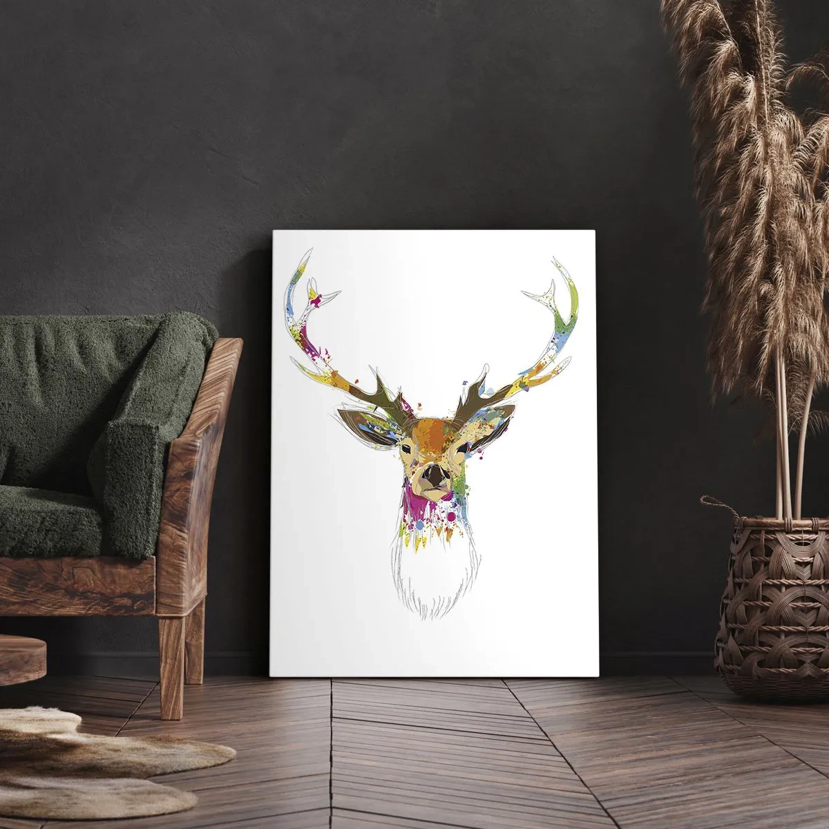 Impression sur toile - Image sur toile - Un cerf doux baigné de couleur - 55x100 cm