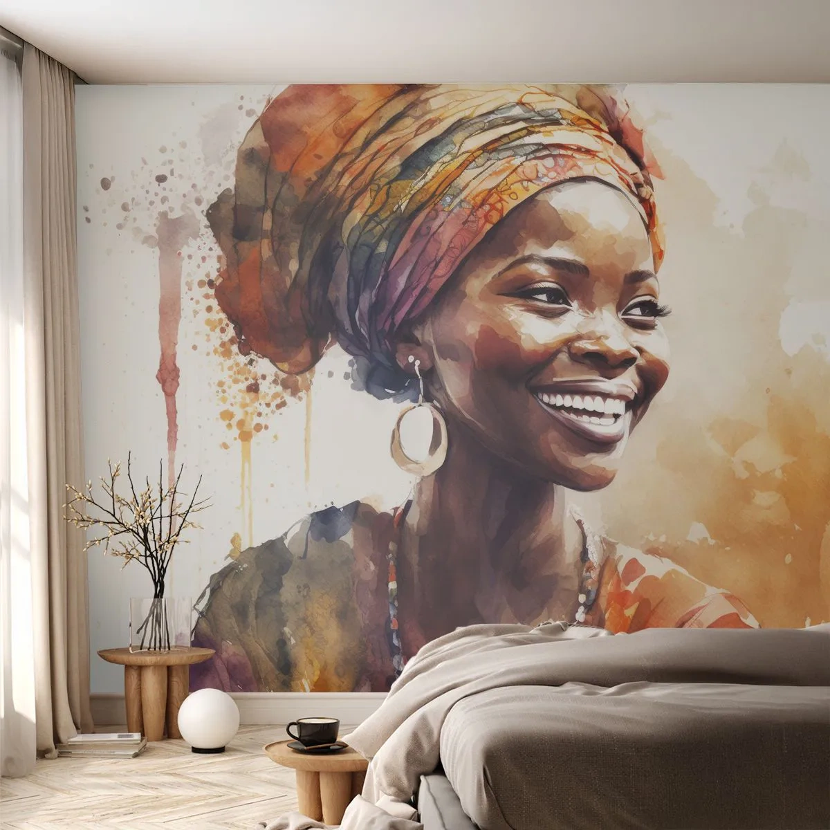 Papier Peint Photo Premium Canvas - reine africaine - Femme, Afro-américain, Portrait - 250x175 cm
