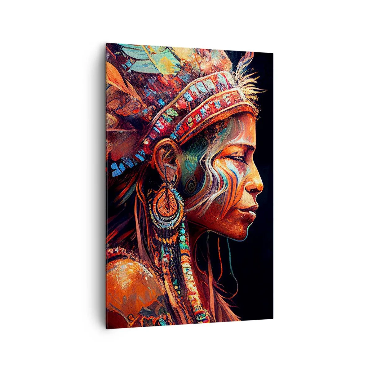 Impression sur toile - Image sur toile - Une figure colorée de style ethnique avec une tasse de boisson fumante - 80x120cm - Rituel magique - Décoration murale moderne pour le salon et la chambre ARTTOR