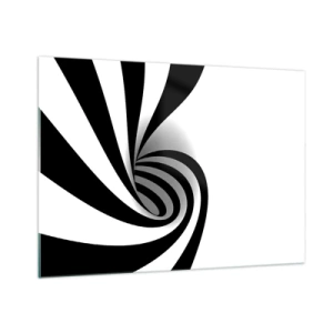 Impression sur verre - Image sur verre - Spirale abstraite en noir et blanc avec une forme dynamique - 100x70cm - Et pourtant ça tourne - Décoration murale moderne pour le salon et la chambre ARTTOR