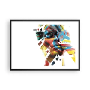 Affiche dans un cadre noir - Poster - Portrait abstrait aux couleurs vives - 70x50cm - Personnalité colorée - Décoration murale moderne pour le salon et la chambre ARTTOR