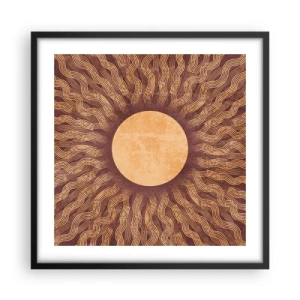 Affiche dans un cadre noir - Poster - Icône du soleil - 50x50 cm