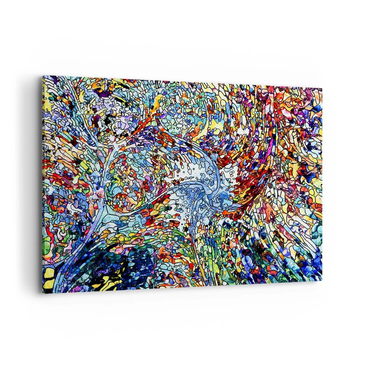 Impression sur toile - Image sur toile - Un motif abstrait coloré inspiré de la nature - 120x80cm - Goutte de vitrail - Décoration murale moderne pour le salon et la chambre ARTTOR