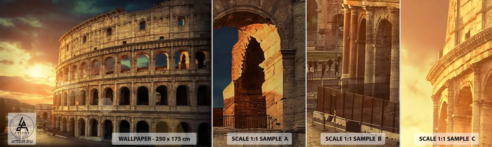 Échantillon De Papier Peint Standard Eco - Une impression colossale - Colisée, Rome, Architecture - 100x30 cm