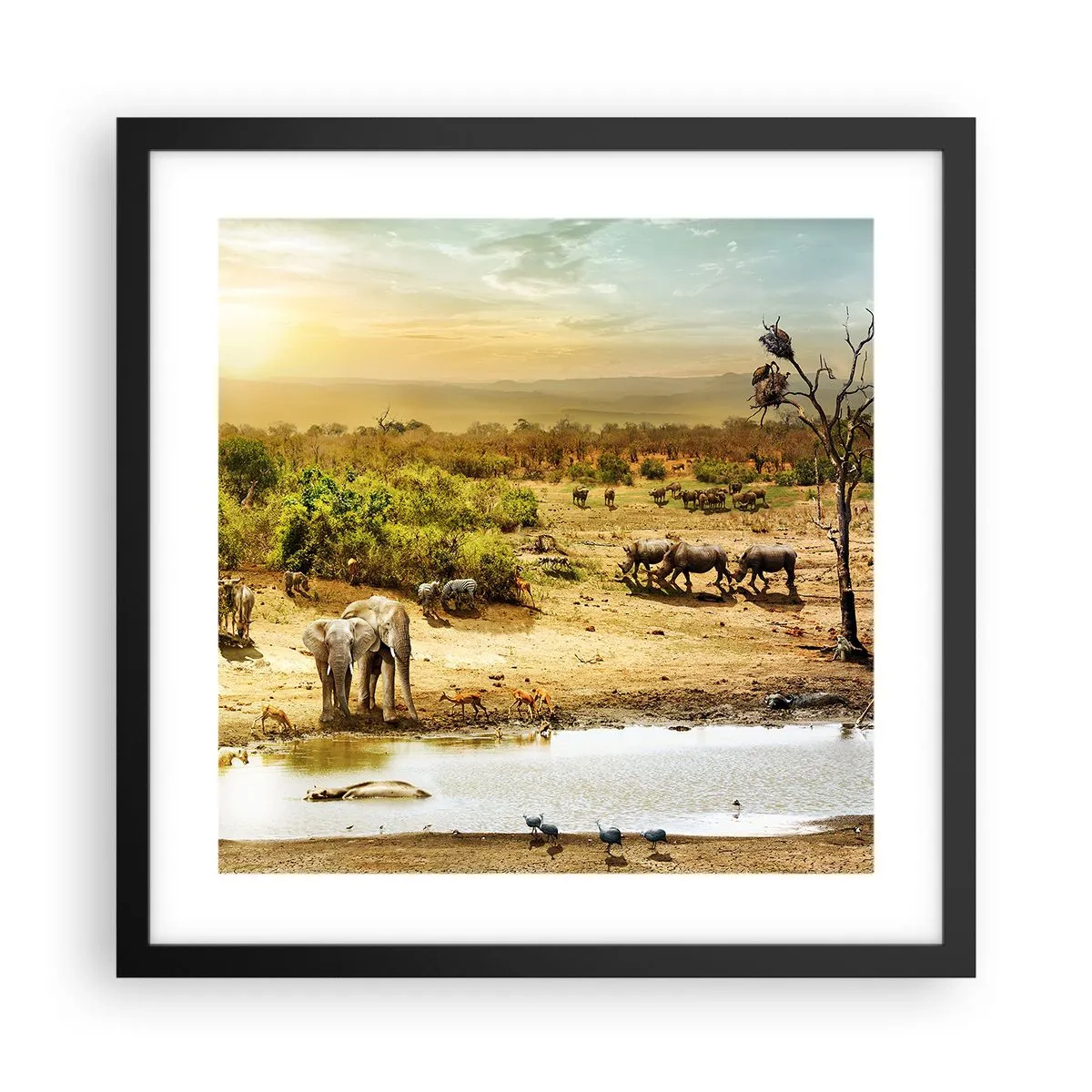 Affiche dans un cadre noir - Poster - "Et d'Eden coulait une rivière..." - 40x40 cm