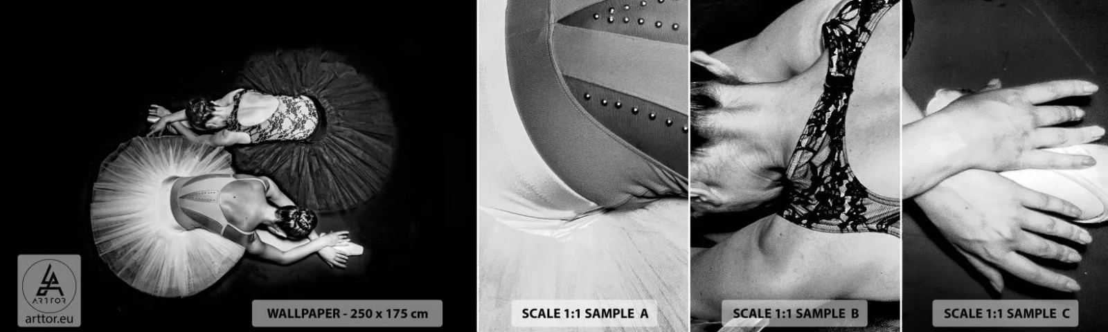 Échantillon de Papier Peint Autocollant Deluxe Sticker - Jin et jang – équilibre idéal - Ballerine, Ballet, Danse - 100x30 cm