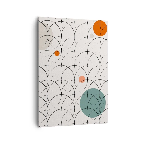 Impression sur toile - Image sur toile - Motif géométrique avec des cercles colorés sur un fond clair - 50x70cm - Dans l'esprit pop art - Décoration murale moderne pour le salon et la chambre ARTTOR