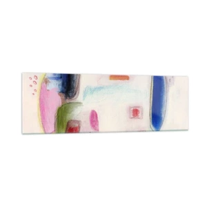 Impression sur verre - Image sur verre - Formes abstraites colorées sur fond clair - 160x50cm - Plus convexe que concave ou plat - Décoration murale moderne pour le salon et la chambre ARTTOR