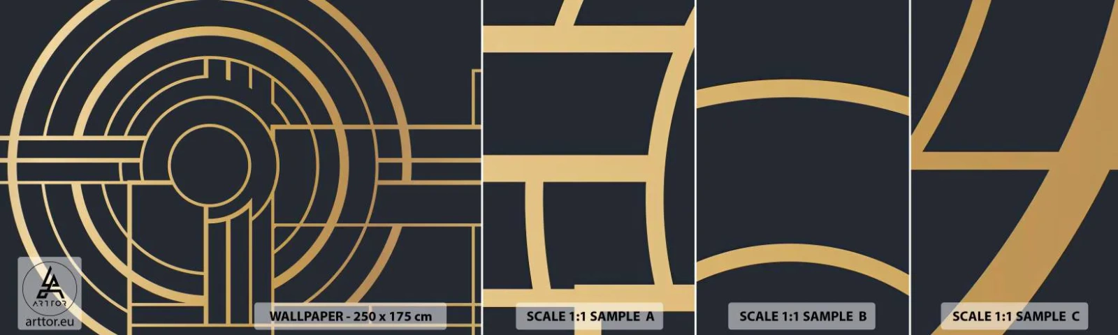 Échantillon de Papier Peint Autocollant Deluxe Sticker - Rotation des éléments - Abstraction, Morceau, Graphique - 100x30 cm