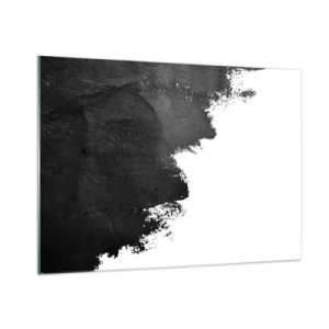 Impression sur verre - Image sur verre - Texture de peinture noire sur fond blanc dans un style minimaliste - 100x70cm - Éléments : terre - Décoration murale moderne pour le salon et la chambre ARTTOR