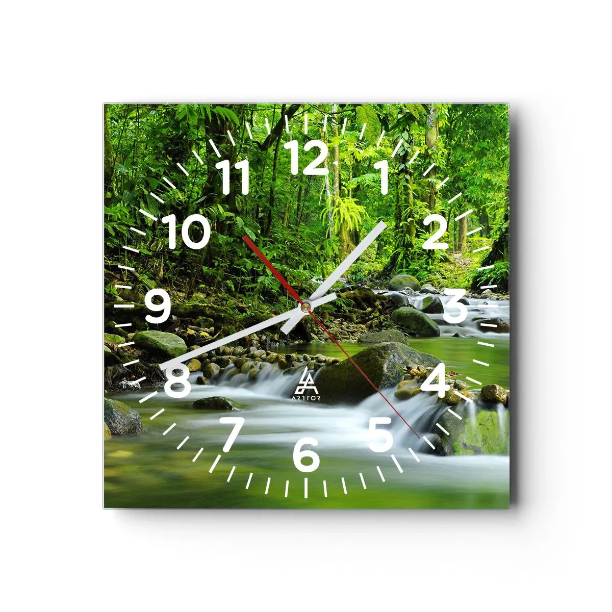 Horloge murale - Pendule murale - Nager dans un océan de verdure - 40x40 cm