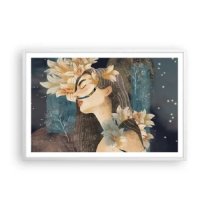 Affiche dans un cadre blanc - Poster - Conte de fée sur la princesse lilas - 91x61 cm